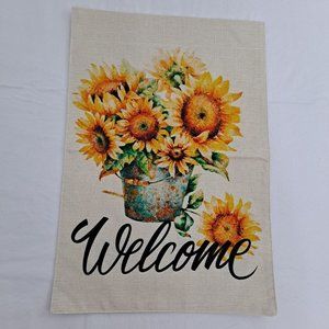 Garden Flag Welcome Sunflower Tin Metal Bucket design decor